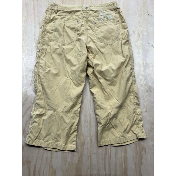 Kuhl Dry Capri Pants Women's Tan Floral Embroidered Mid 8 Hiking Outdoors - Picture 4 of 8